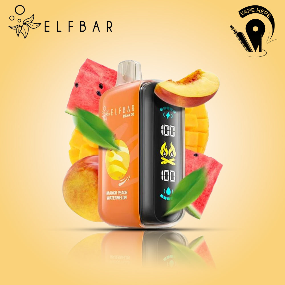 ELF BAR RAYA D3 25000 PUFFS 50MG DISPOSABLE VAPE Peach Mango Watermelon UAE Ajman