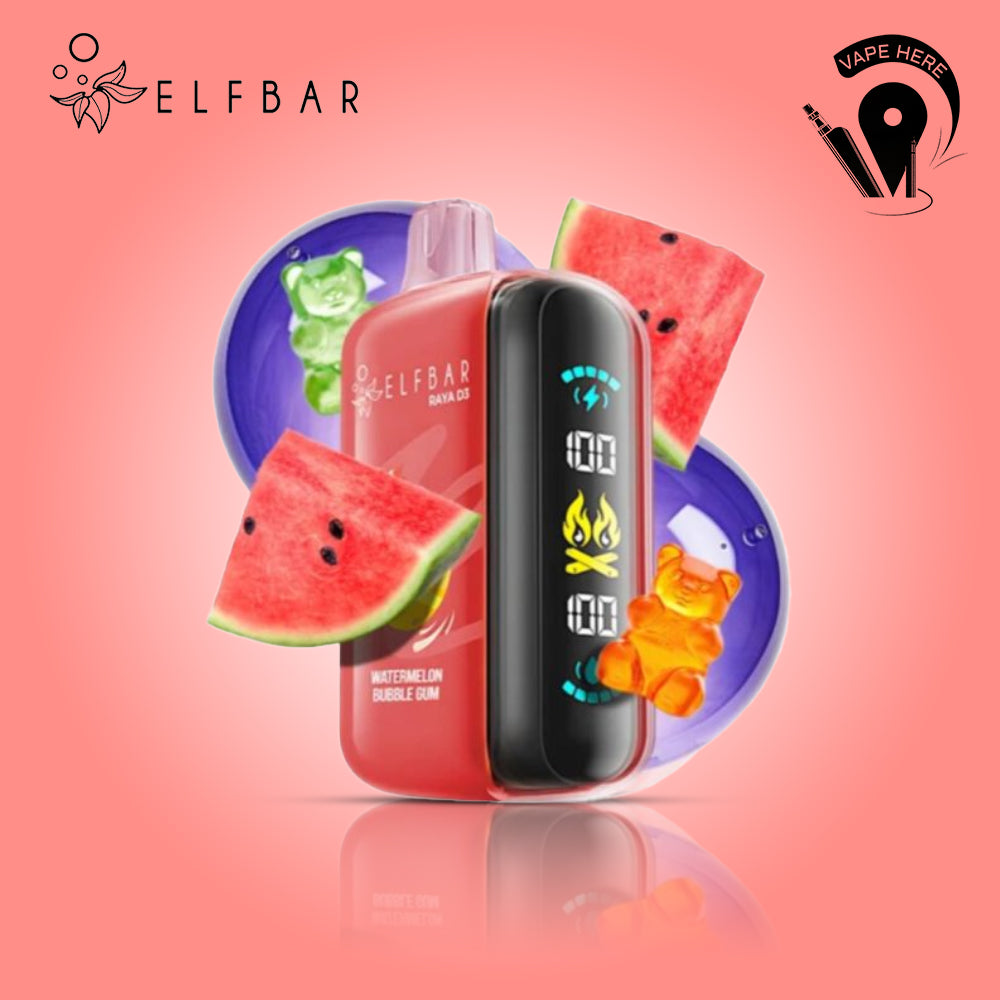ELF BAR RAYA D3 25000 PUFFS 50MG DISPOSABLE VAPE Watermelon Bubblegum UAE Al Ain