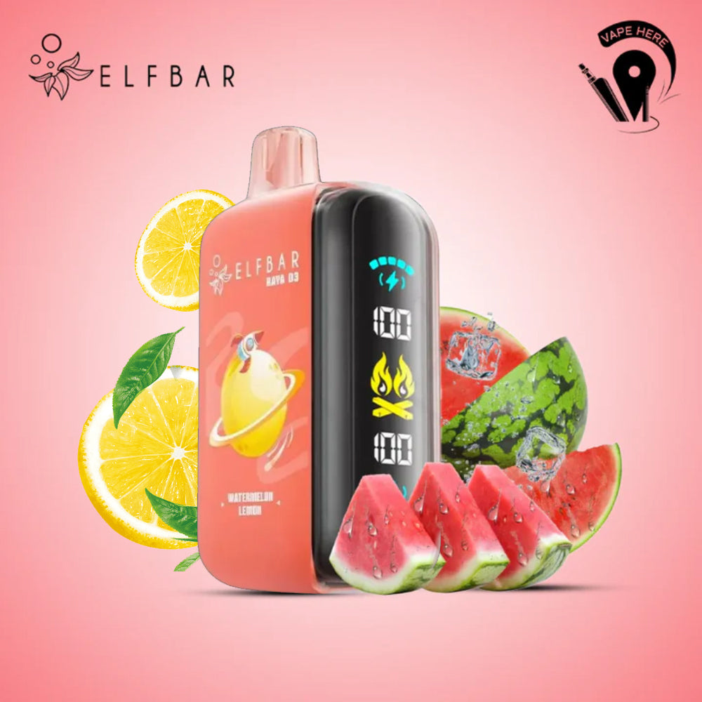 ELF BAR RAYA D3 25000 PUFFS 50MG DISPOSABLE VAPE Watermelon Lemon UAE Abu Dhabi