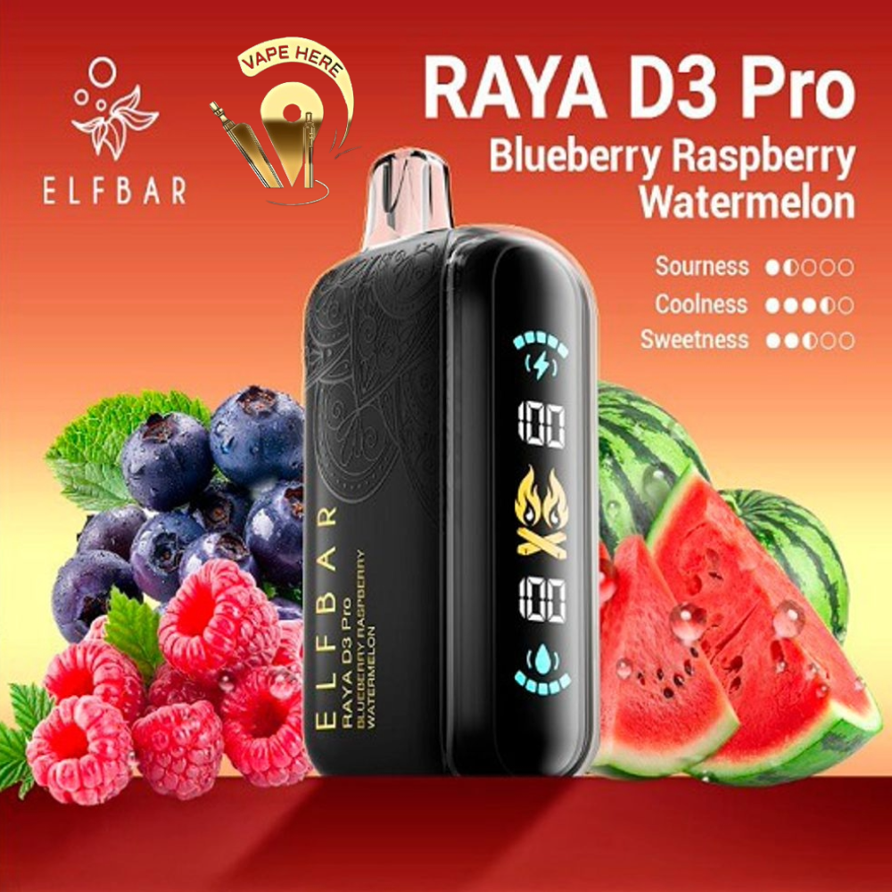 ELF BAR RAYA D3 PRO 30K PUFFS 50MG DISPOSABLE VAPE Blueberry Raspberry Watermelon UAE Abu Dhabi 