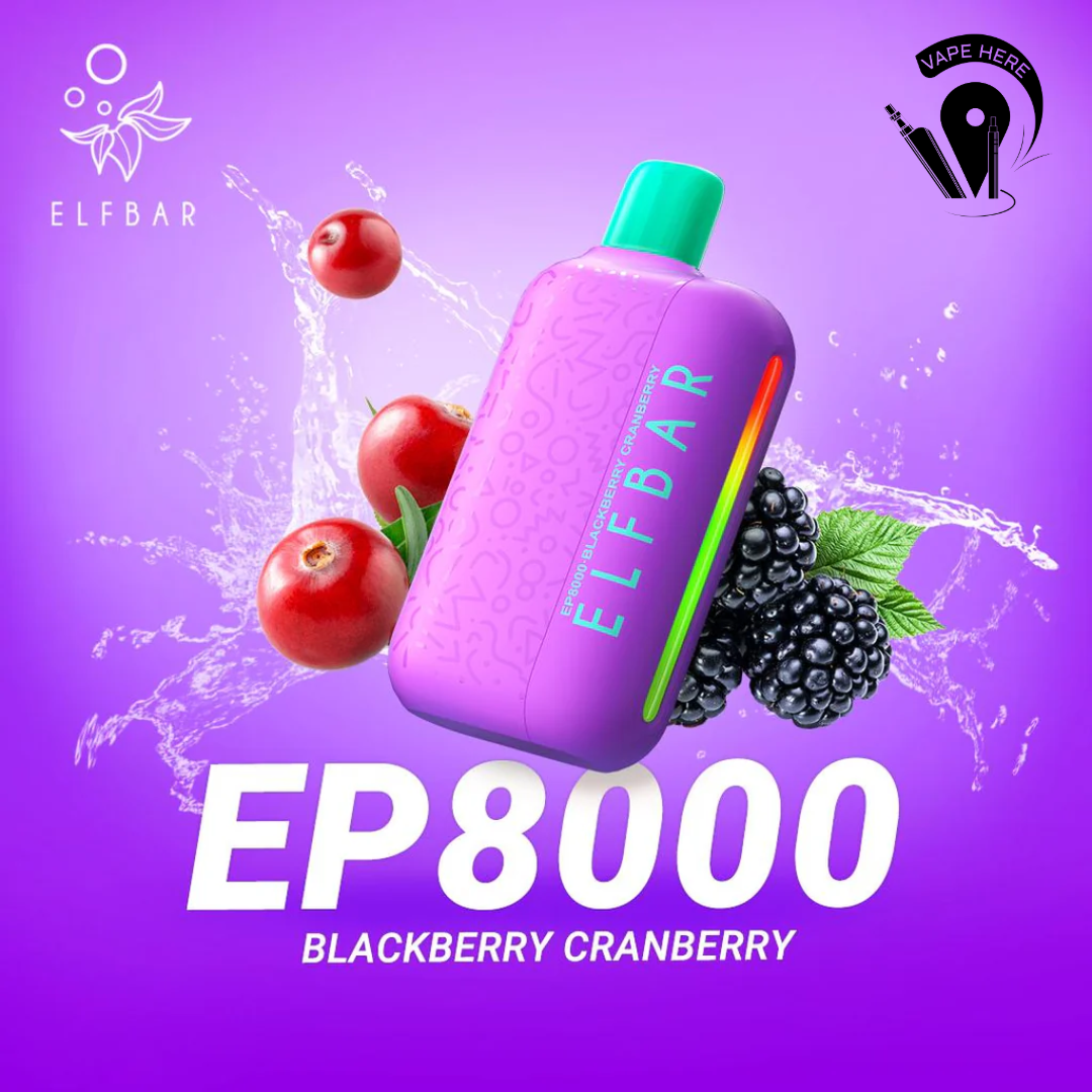 ELF BAR EP8000 Puffs Disposable Vape (Non-Rechargeable) Blackberry Cranberry UAE Abvu Dhbai