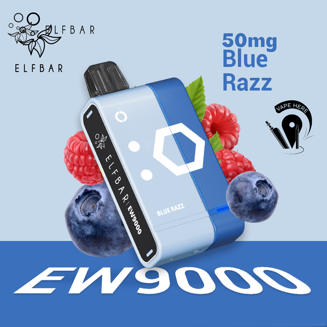 Elf Bar EW9000 Disposable Pods & Kit 50mg 9000 Puffs Blue Razz UAE Abu Dhabi