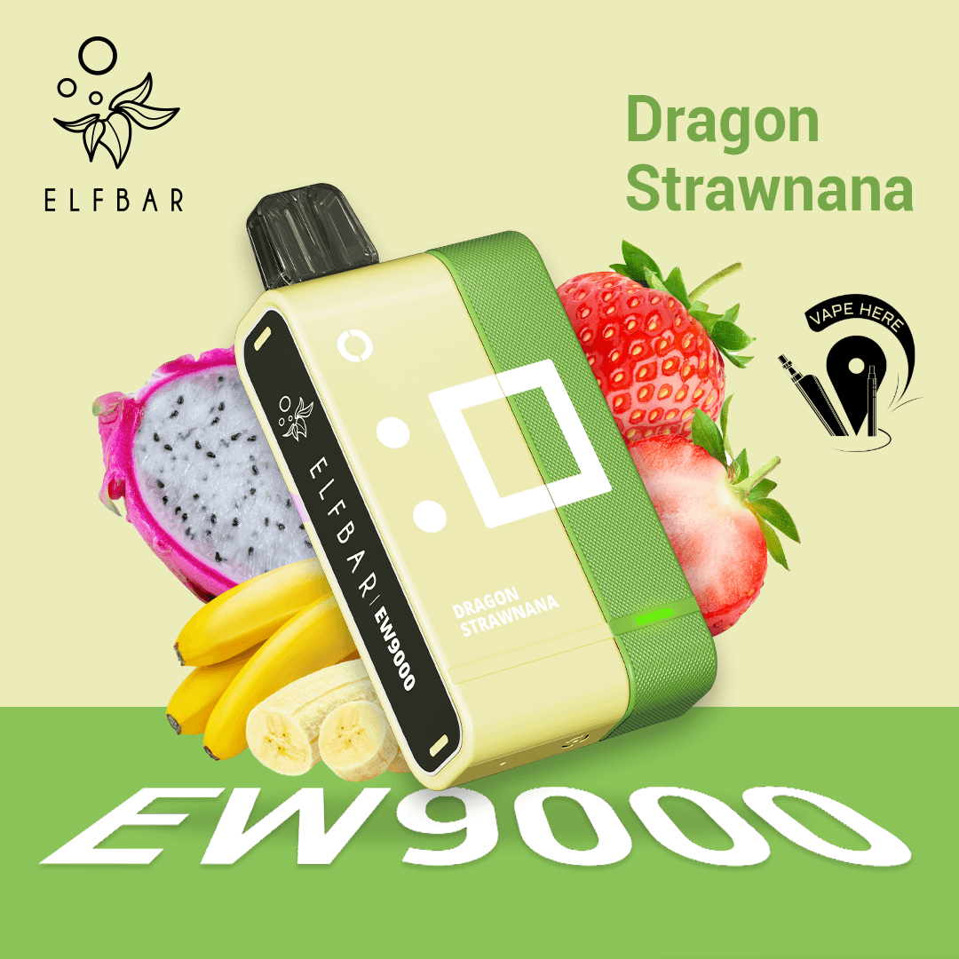 Elf Bar EW9000 Disposable Pods & Kit 50mg Dragon Fruit Strawberry Banana