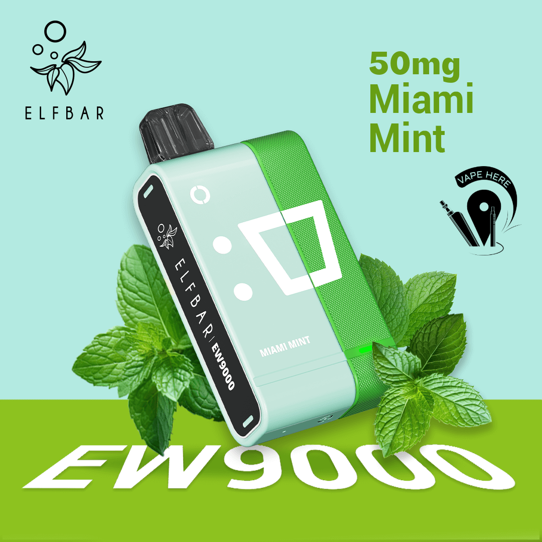 Elf Bar EW9000 Disposable Pods & Kit 50mg 9000 Puffs Miami Mint UAE Sharjah