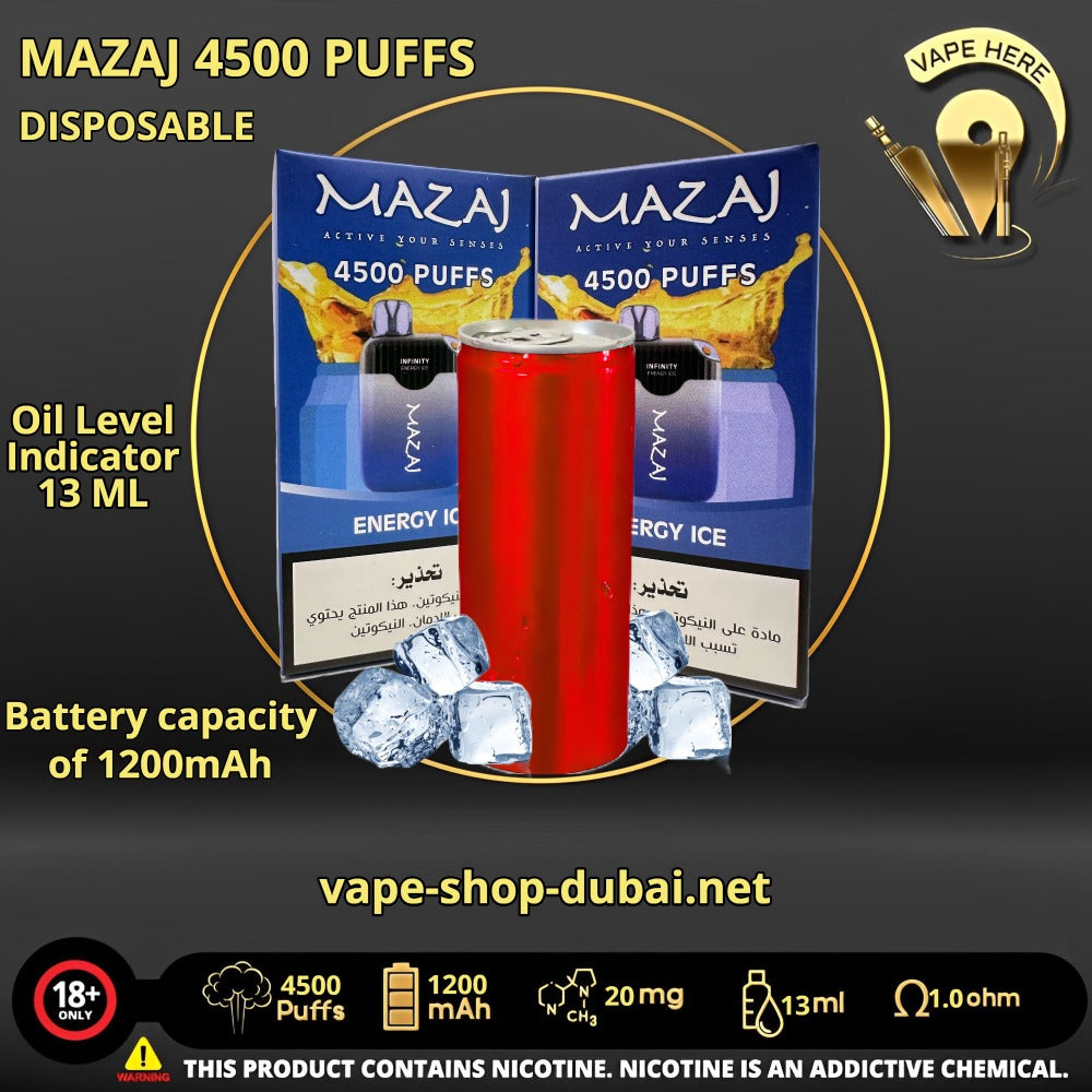 MAZAJ 4500 PUFFS Energy Ice DISPOSABLE VAPE UAE Ras Al Khaimah