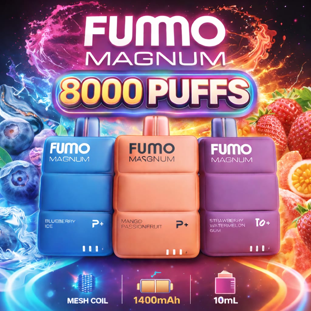 FUMMO MAGNUM 8000 Puffs Disposable Vape 20mg Non-Rechargeable | Fumo Vape  Dubai | Vape Here Store