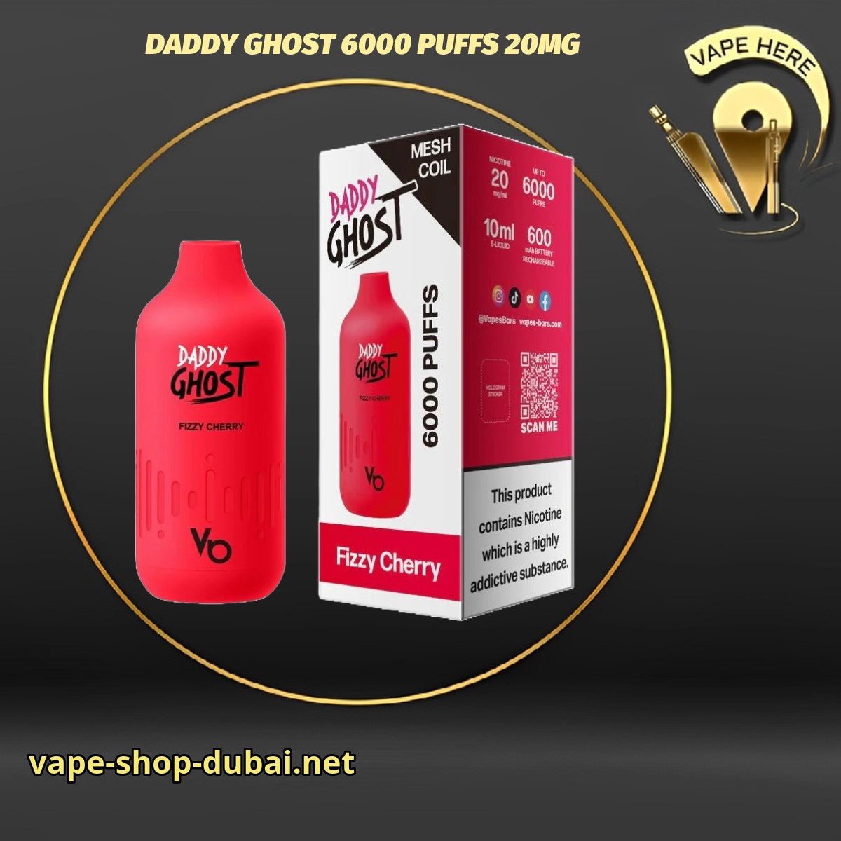 DADDY GHOST 6000 PUFFS 20MG DISPOSABLE VAPE BY VAPES BARS - Vape Here Store