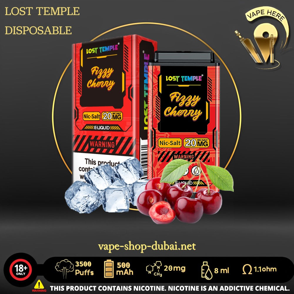 LOST TEMPLE 3500 PUFFS Fizzy Cherry Sweets DISPOSABLE VAPE UAE Ras Al Khaimah