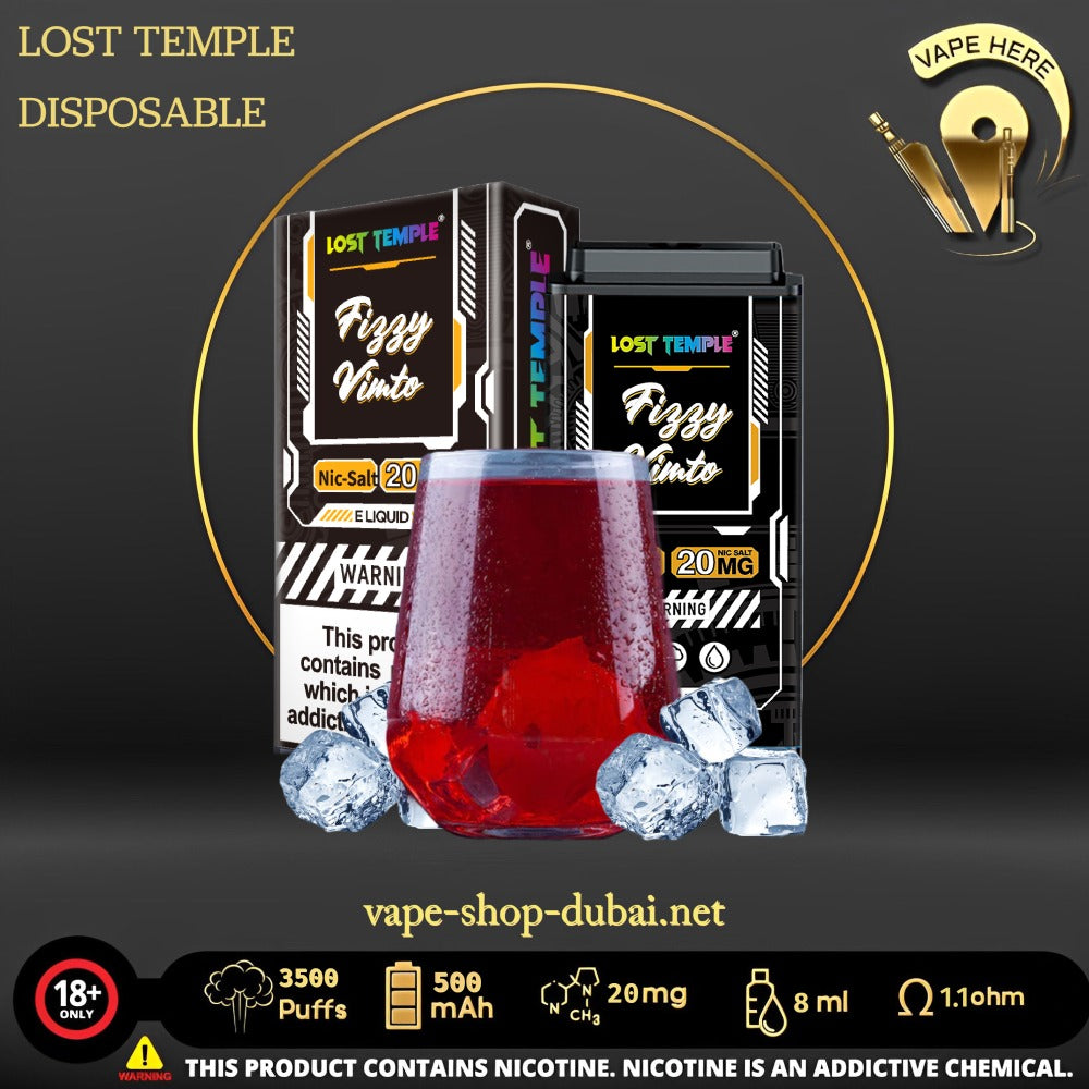 LOST TEMPLE 3500 PUFFS Fizzy Vimto DISPOSABLE VAPE UAE Ras Al Khaimah