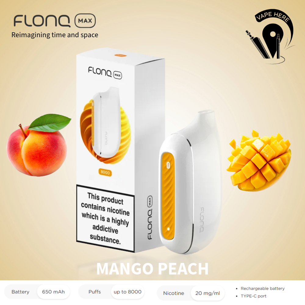 Flonq Max 8000 Puffs Disposable Vape Mango Peach UAE Al Ain