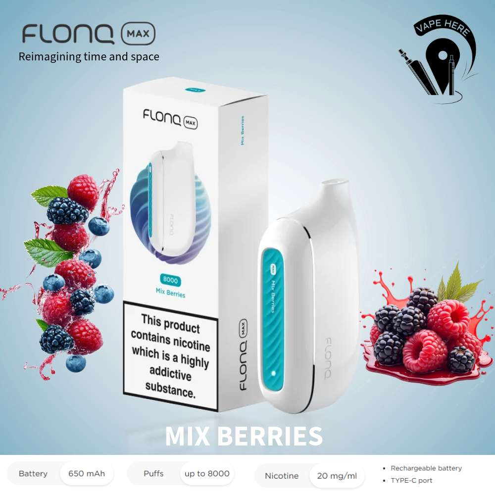 Flonq Max 8000 Puffs Disposable Vape Mix Berries UAE Abu Dhabi