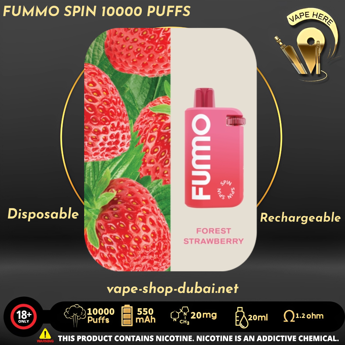 FUMMO SPIN 10000 PUFFS 20 MG DISPOSABLE VAPE - Vape Here Store