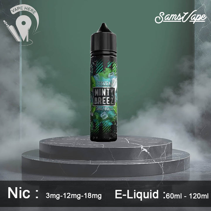 Frozen Minty Breeze 3mg, 12mg & 18mg E-liquid By Sam Vapes | Vape Here | Vape Here Store Frozen Minty Breeze 3mg, 12mg & 18mg E-liquid By Sam Vapes | Vape Here | Vape Here Store