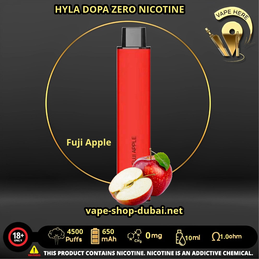 HYLA DOPA ZERO 4500 PUFFS Fuji Apple DISPOSABLE VAPE (Zero mg Nicotine) UAE Dubai