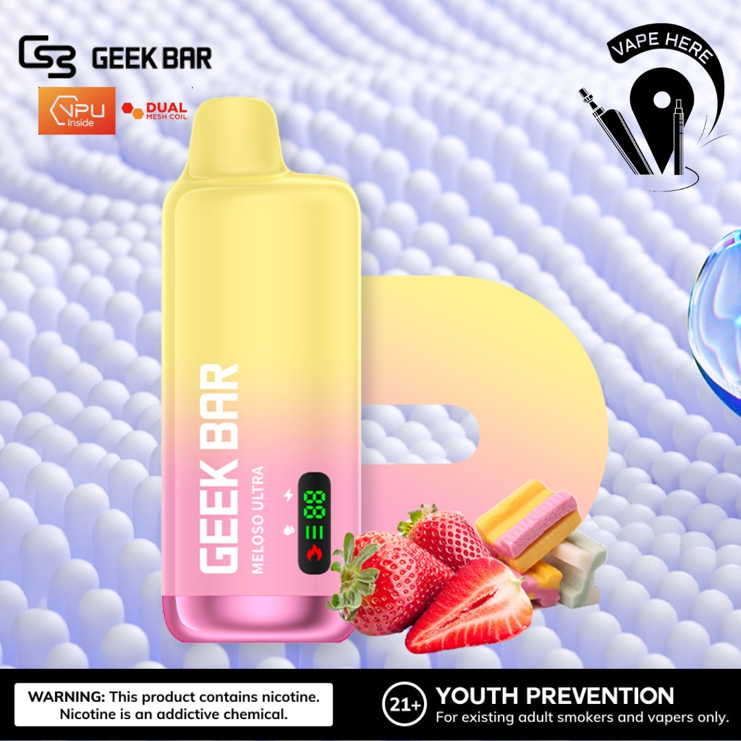 GEEK BAR MELOSO ULTRA 10000 PUFFS Strawberry Bubble Ice UAE Al Ain