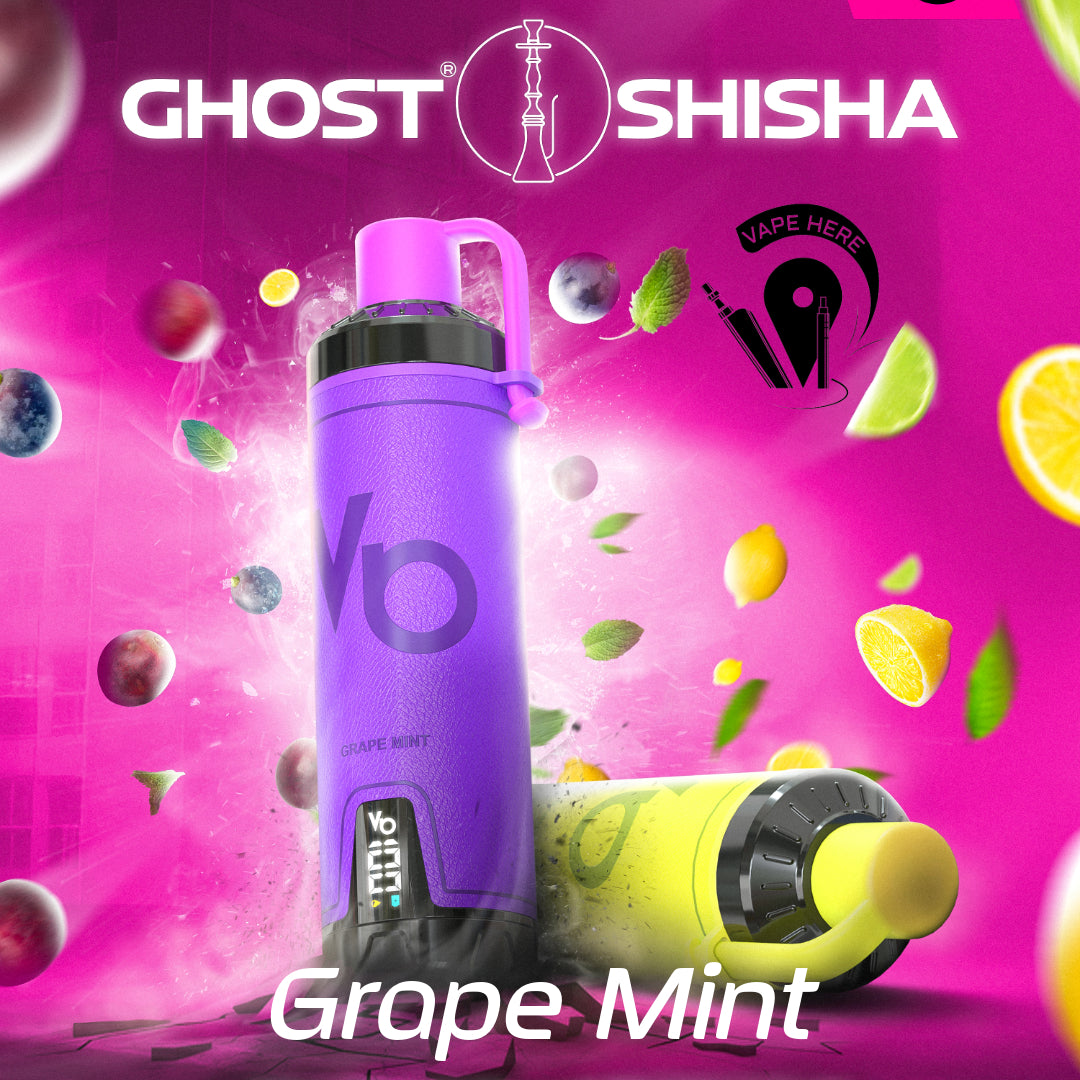 GHOST SHISHA 15000 PUFFS DISPOSABLE VAPE 5mg by Vapes Bar Grape Mint UAE Al Ain