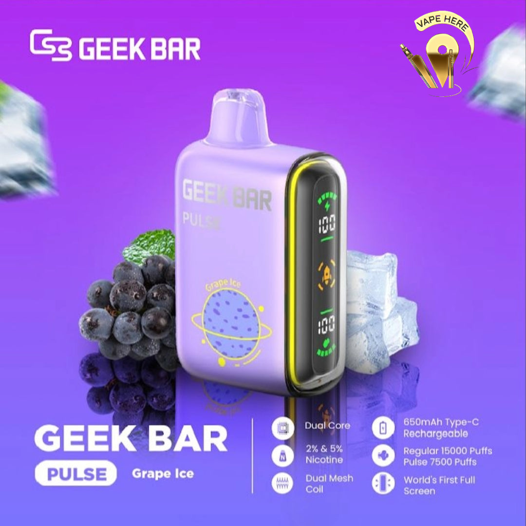 Geek Bar Pulse 15000 Puffs Disposable Vape Grape Ice UAE Ajman