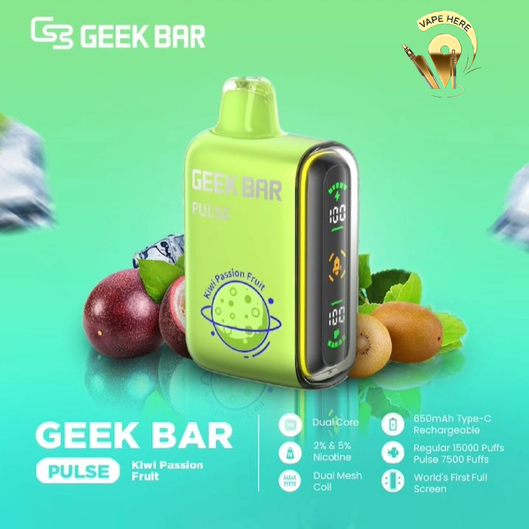 Geek Bar Pulse 15000 Puffs Disposable Vape Kiwi Passion Fruit UAE Umm Al Qiwuan 