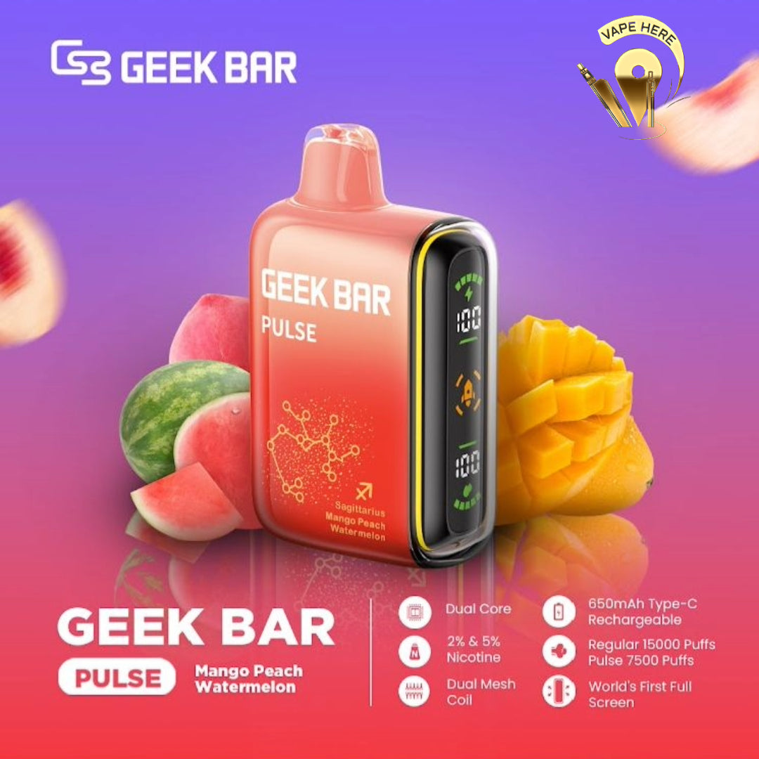 Geek Bar Pulse 15000 Puffs Disposable Vape Mango Peach Watermelon UAE Al Ain