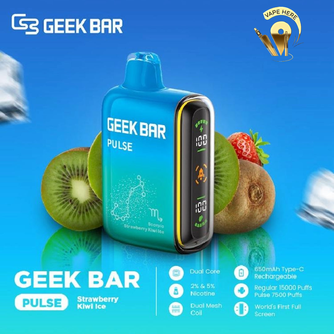 Geek Bar Pulse 15000 Puffs Disposable Vape Strawberry Kiwi Ice UAE Abu Dhabi