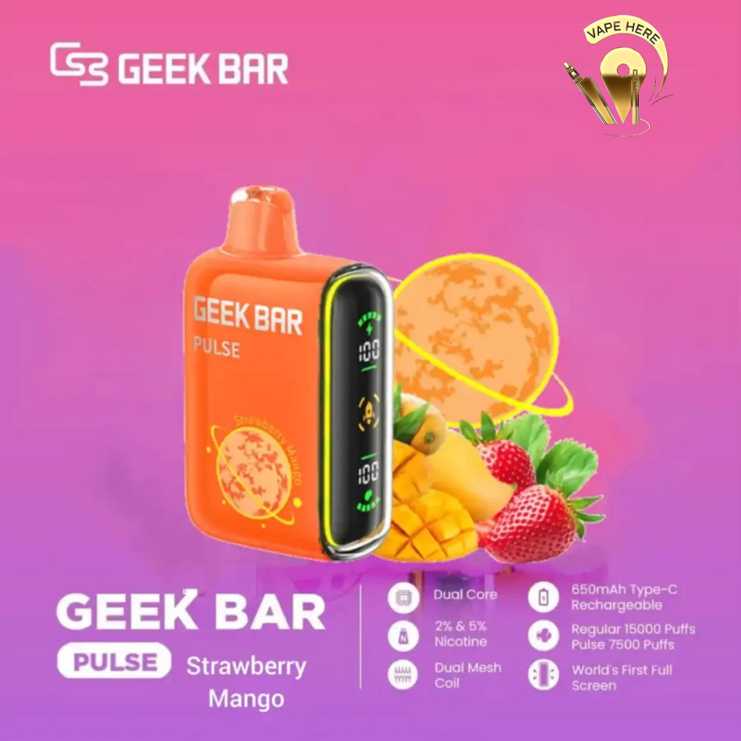 Geek Bar Pulse 15000 Puffs Disposable Vape Strawberry Mango UAE Abu Dhabi