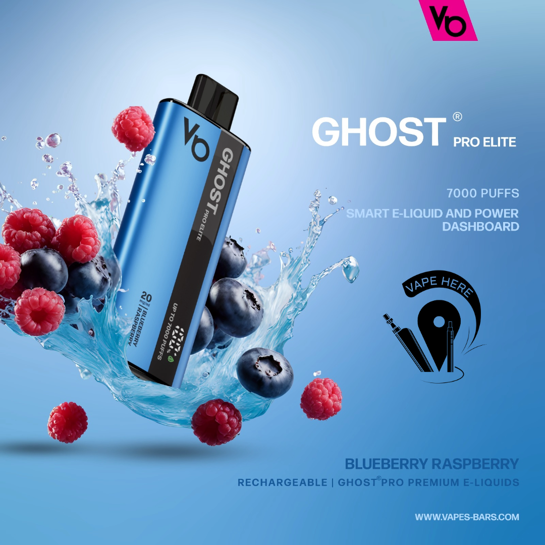 Ghost Pro Elite 7000 Puffs 20mg Disposable Vape Blueberry Rapsberry UAE DUBAI