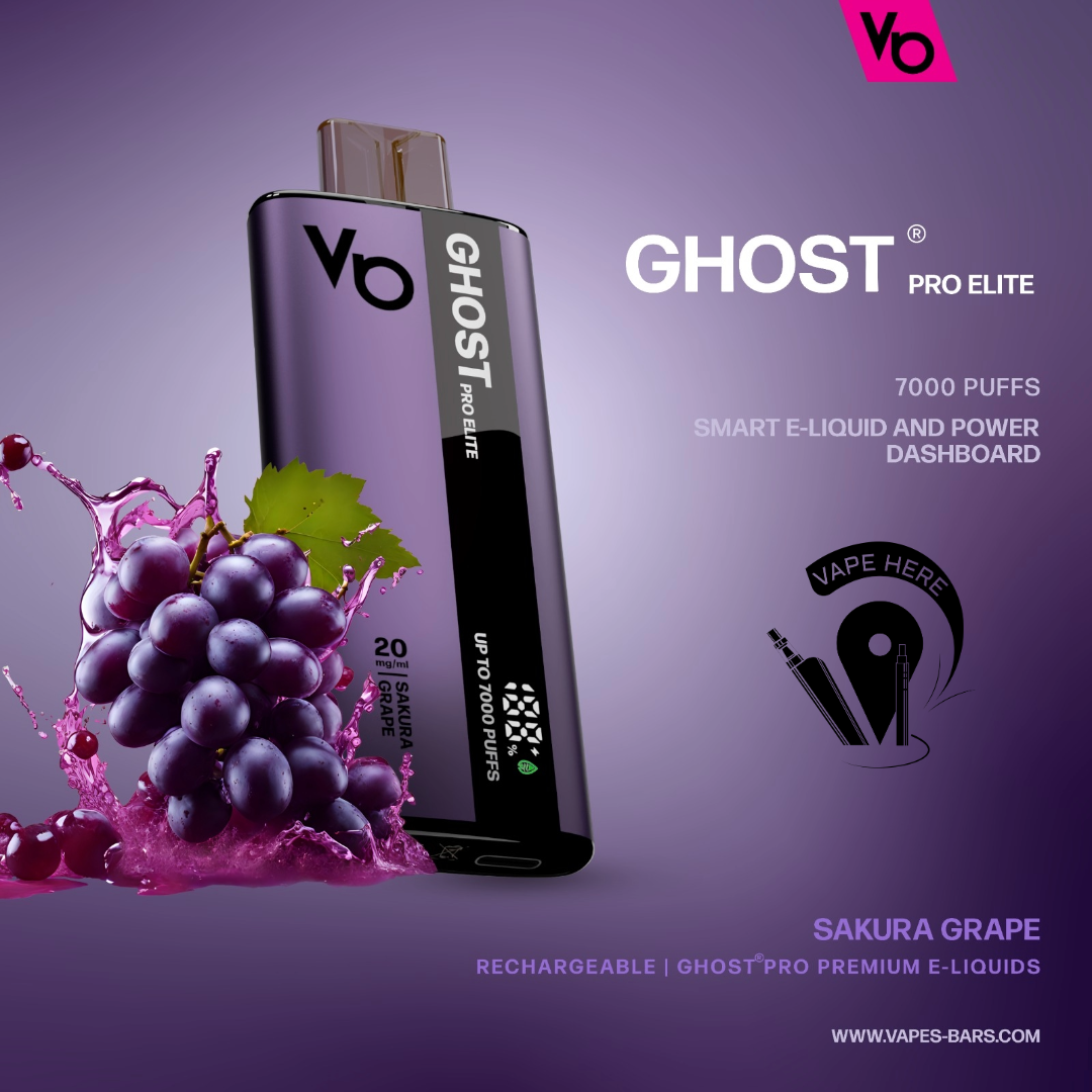 Ghost Pro Elite 7000 Puffs 20mg Disposable Vape Sakura Grape UAE Fujairah