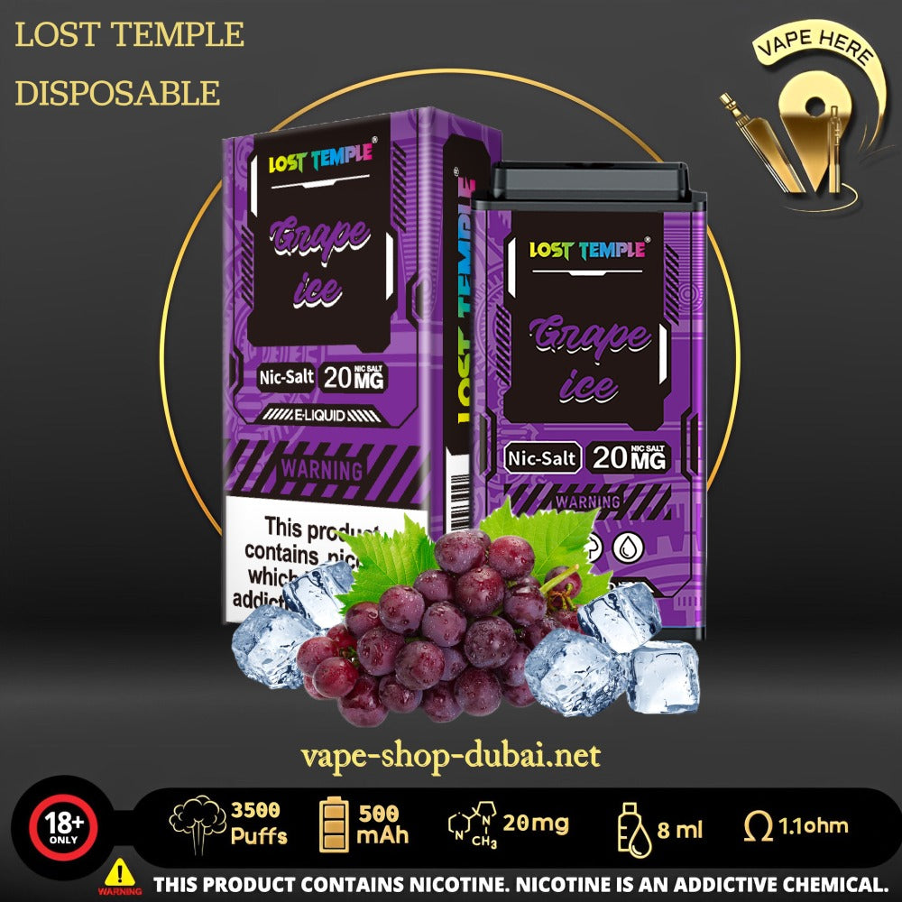 LOST TEMPLE 3500 PUFFS Grape Ice DISPOSABLE VAPE UAE Sharjah