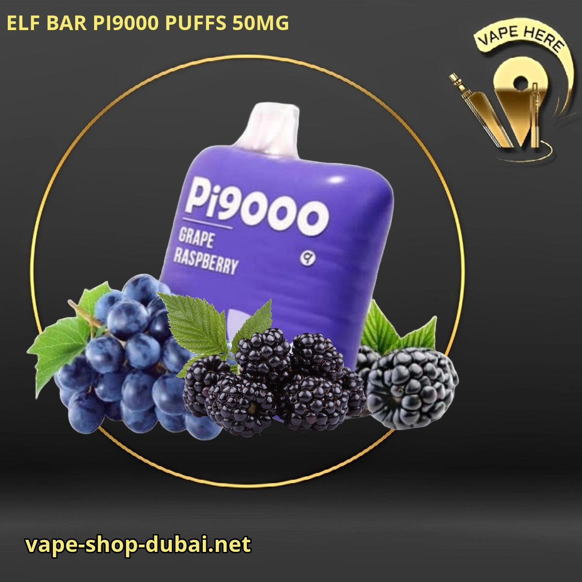 ELF BAR PI9000 9000 PUFFS 50MG DISPOSABLE VAPE Grape Raspberry UAE Abu Dhabi