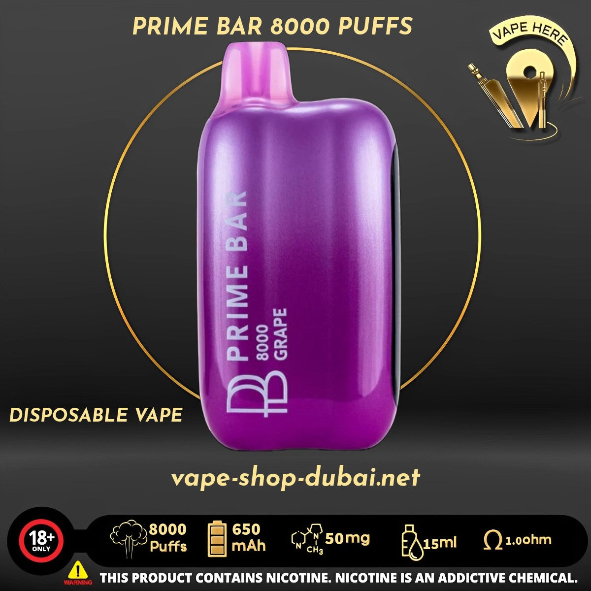 PRIME BAR 8000 PUFFS 50MG DISPOSABLE VAPE - Vape Here Store