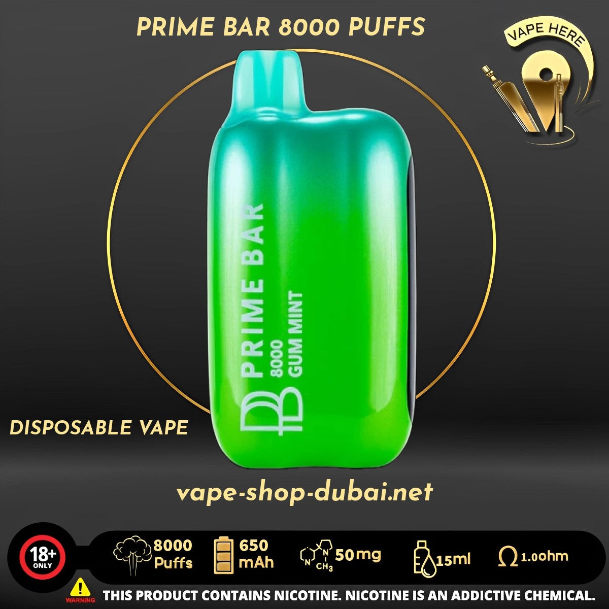 PRIME BAR 8000 PUFFS 50MG DISPOSABLE VAPE - Vape Here Store