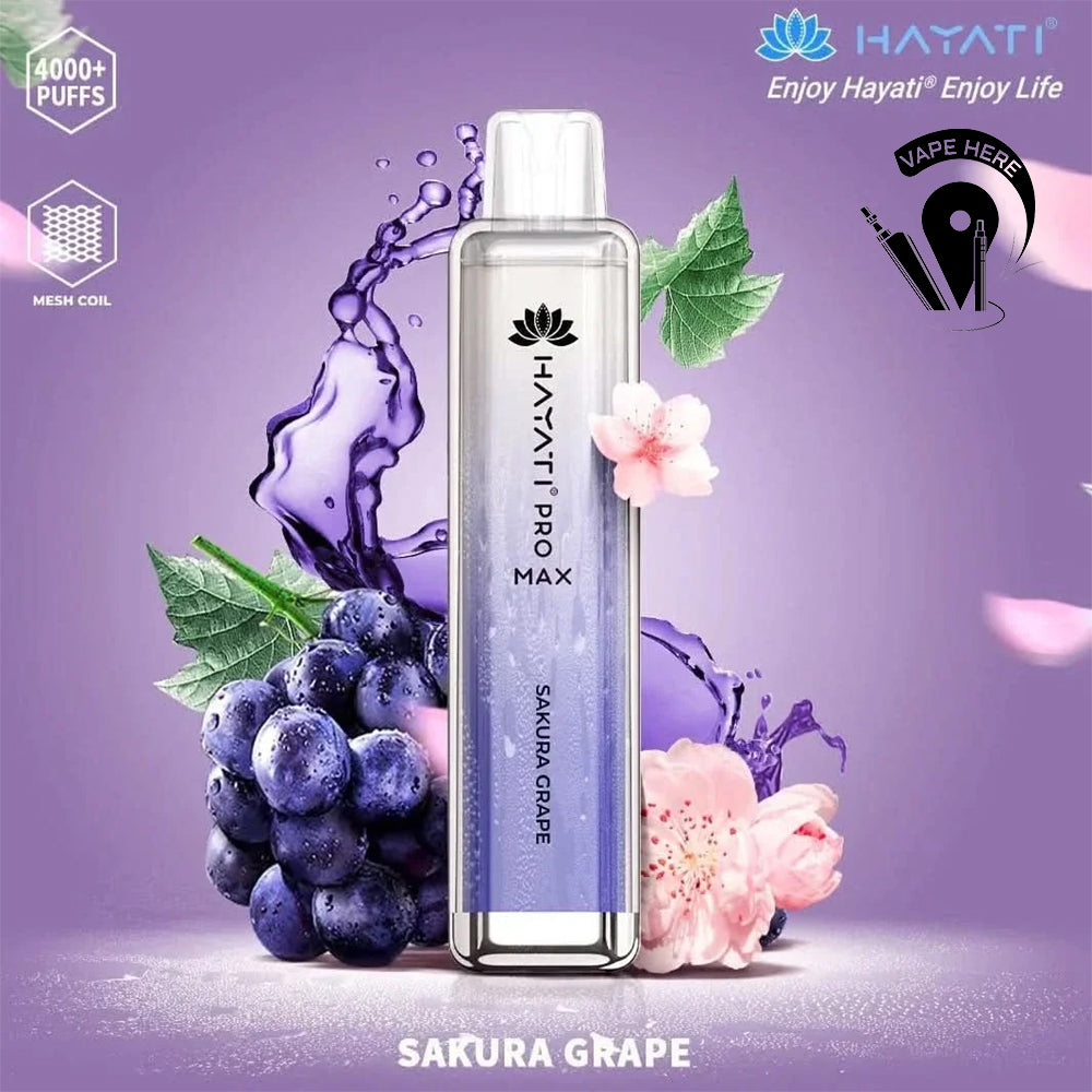HAYATI PRO MAX 4000 Puffs 20mg Disposable Vape Sakura Grape UAE Dubai