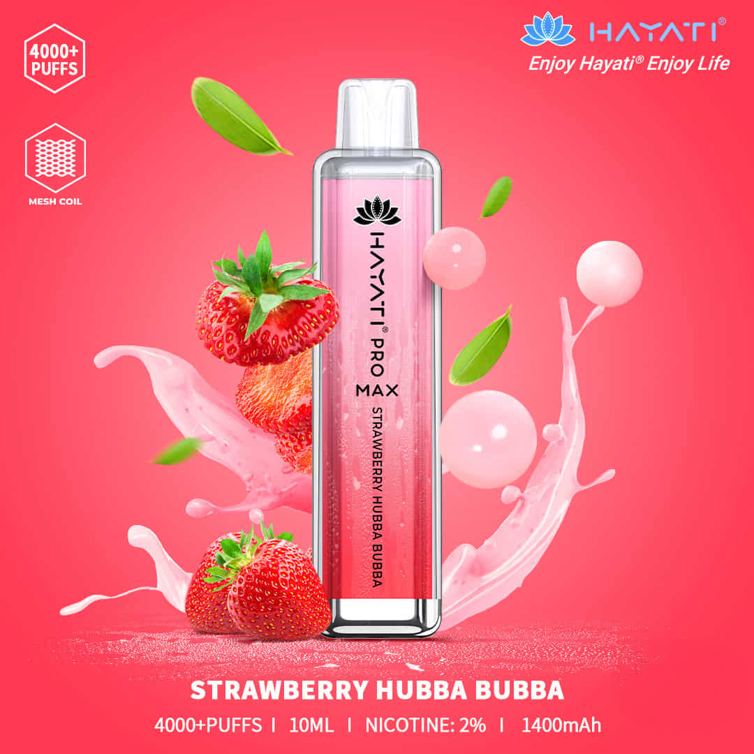 HAYATI PRO MAX 4000 Puffs 20mg Disposable Vape Strawberry Hubba Bubba UAE Al Ain