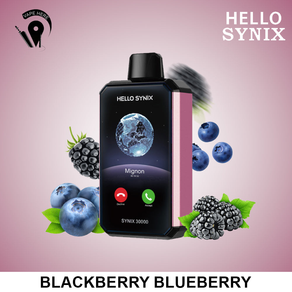 HELLO SYNIX 30000 PUFFS SMART PHONE DISPOSABLE VAPE AI CHAT & DISPLAY Blackberry Blueberry UAE Abu Dhabi