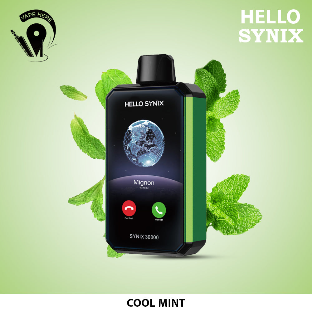 HELLO SYNIX 30000 PUFFS SMART PHONE DISPOSABLE VAPE AI CHAT & DISPLAY Cool Mint UAE Dubai