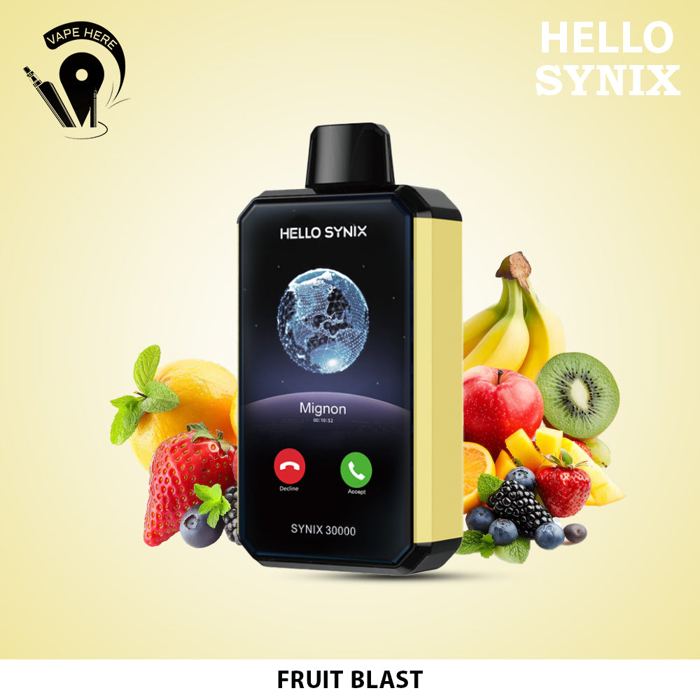 HELLO SYNIX 30000 PUFFS SMART PHONE DISPOSABLE VAPE AI CHAT & DISPLAY Fruit Blast UAE Ajman