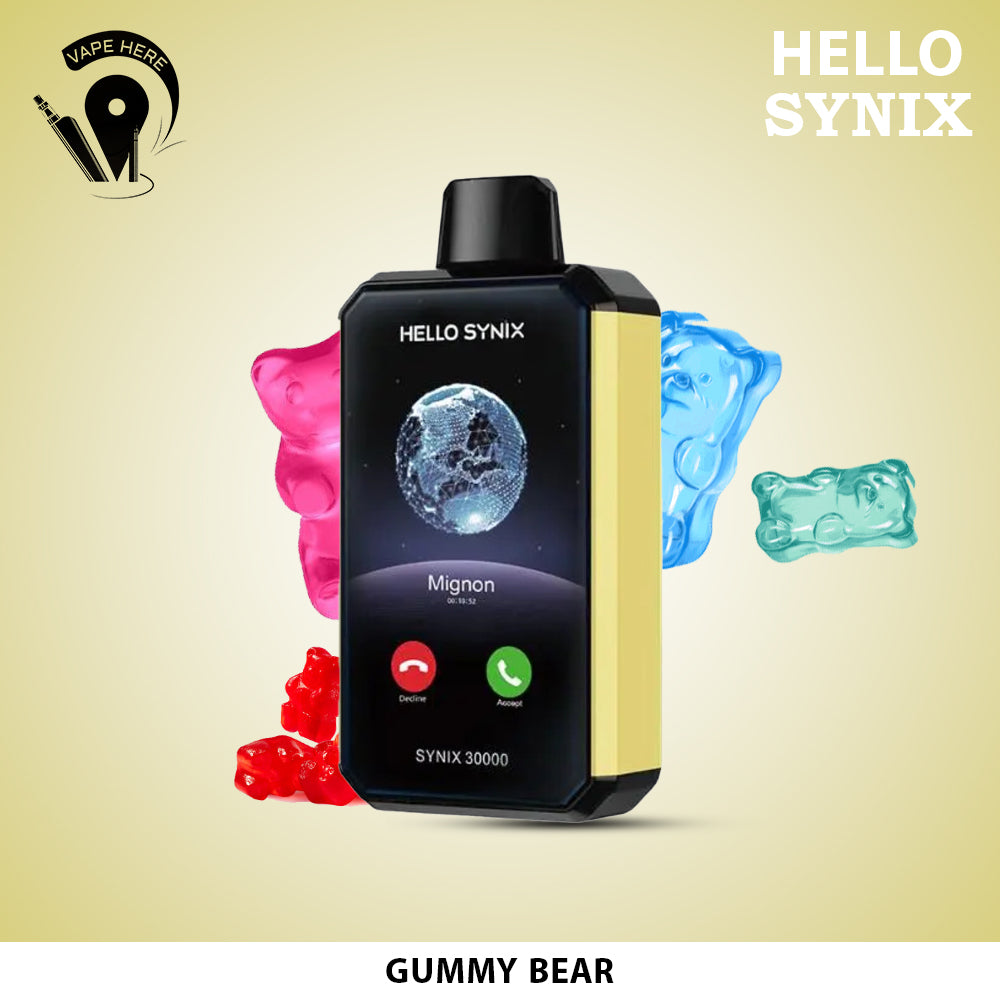 HELLO SYNIX 30000 PUFFS SMART PHONE DISPOSABLE VAPE AI CHAT & DISPLAY Gummy Bear UAE Umm Al Khaimah
