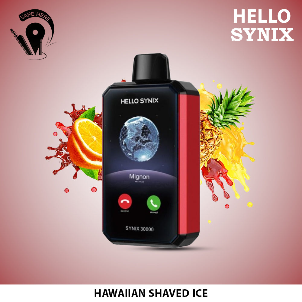 HELLO SYNIX 30000 PUFFS SMART PHONE DISPOSABLE VAPE AI CHAT & DISPLAY Hawaiian Shaved Ice UAE Sharjah