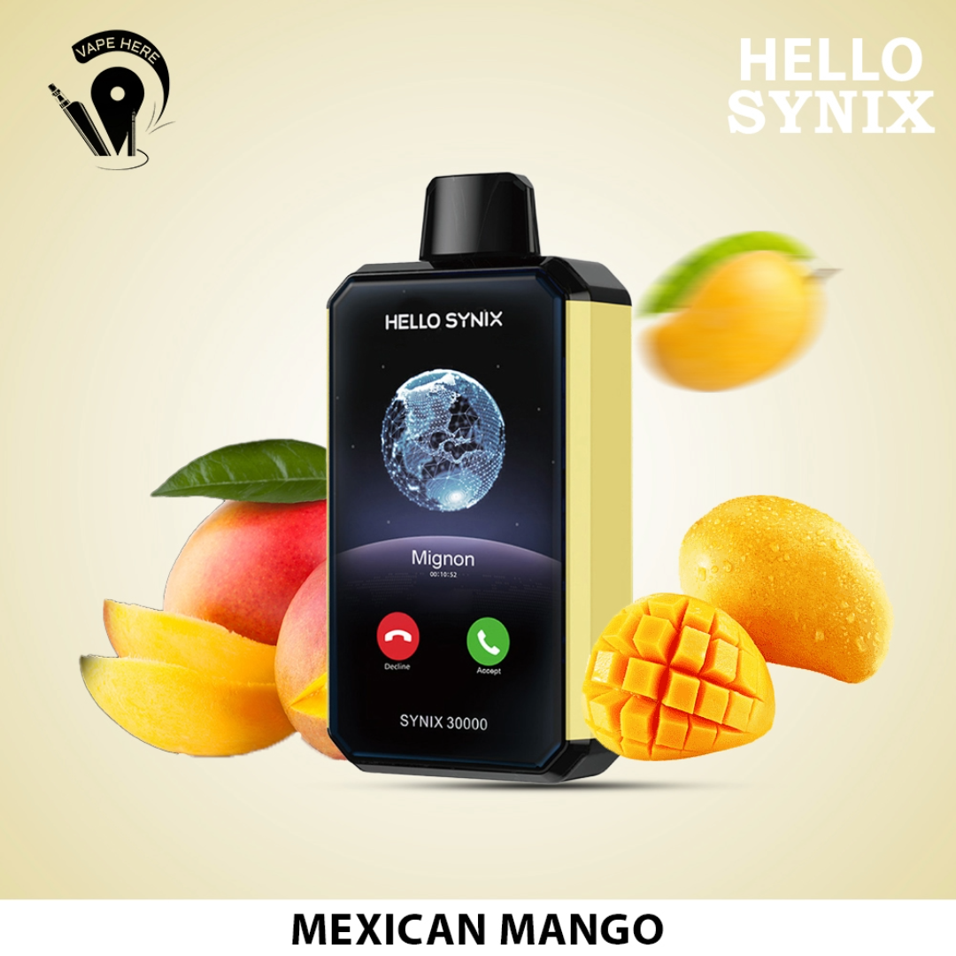 HELLO SYNIX 30000 PUFFS SMART PHONE DISPOSABLE VAPE AI CHAT & DISPLAY Mexican Mango UAE Ajman