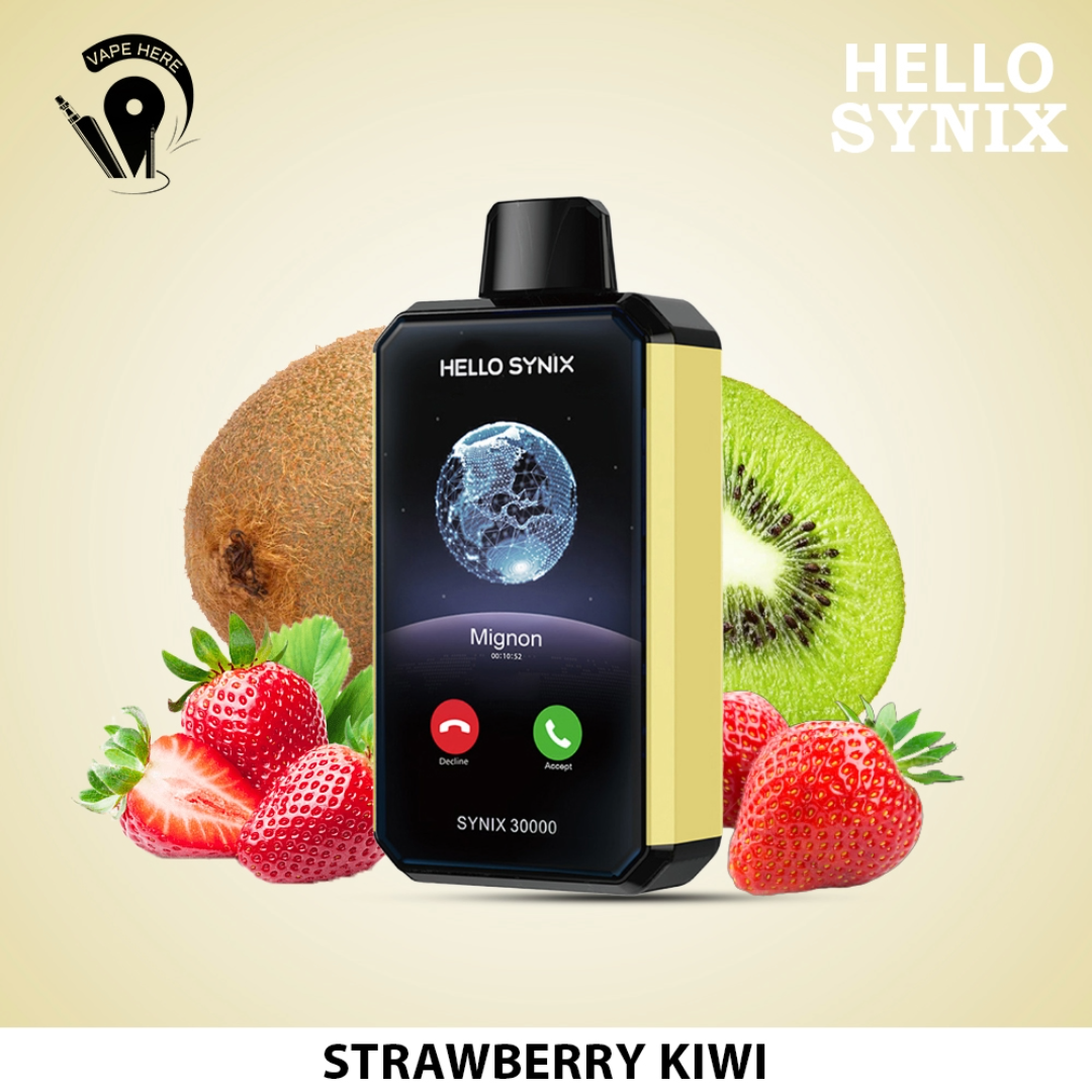 HELLO SYNIX 30000 PUFFS SMART PHONE DISPOSABLE VAPE AI CHAT & DISPLAY Strawberry Kiwi UAE Sharjah
