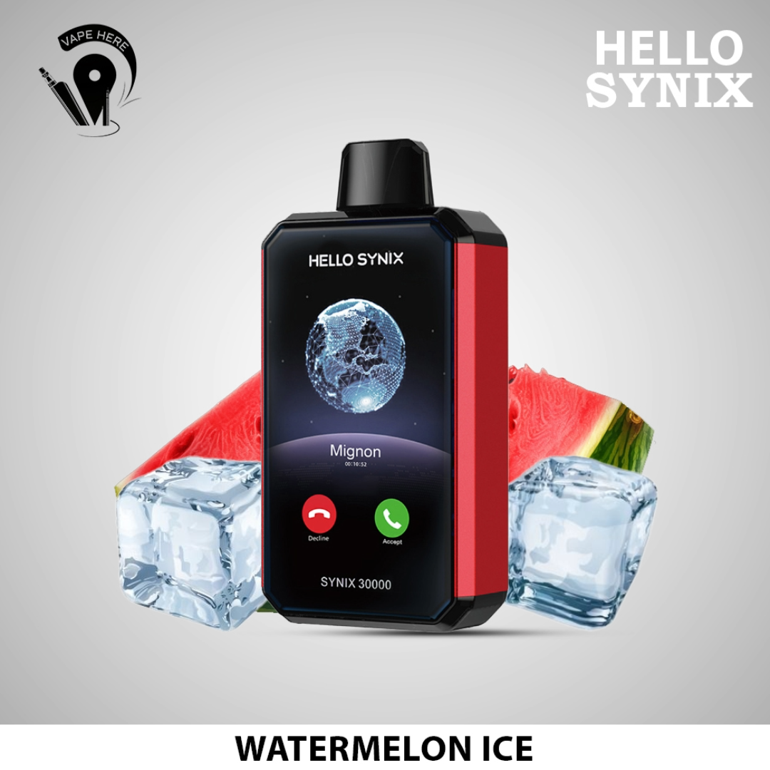 HELLO SYNIX 30000 PUFFS SMART PHONE DISPOSABLE VAPE AI CHAT & DISPLAY Watermelon Ice UAE Dubai