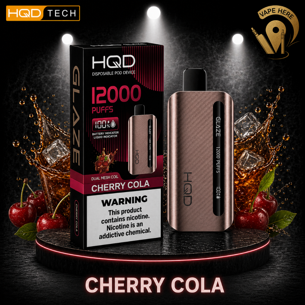 HQD CUVIE GLAZE 12000 PUFFS DISPOSABLE VAPE Cherry Cola UAE Abu Dhabi 