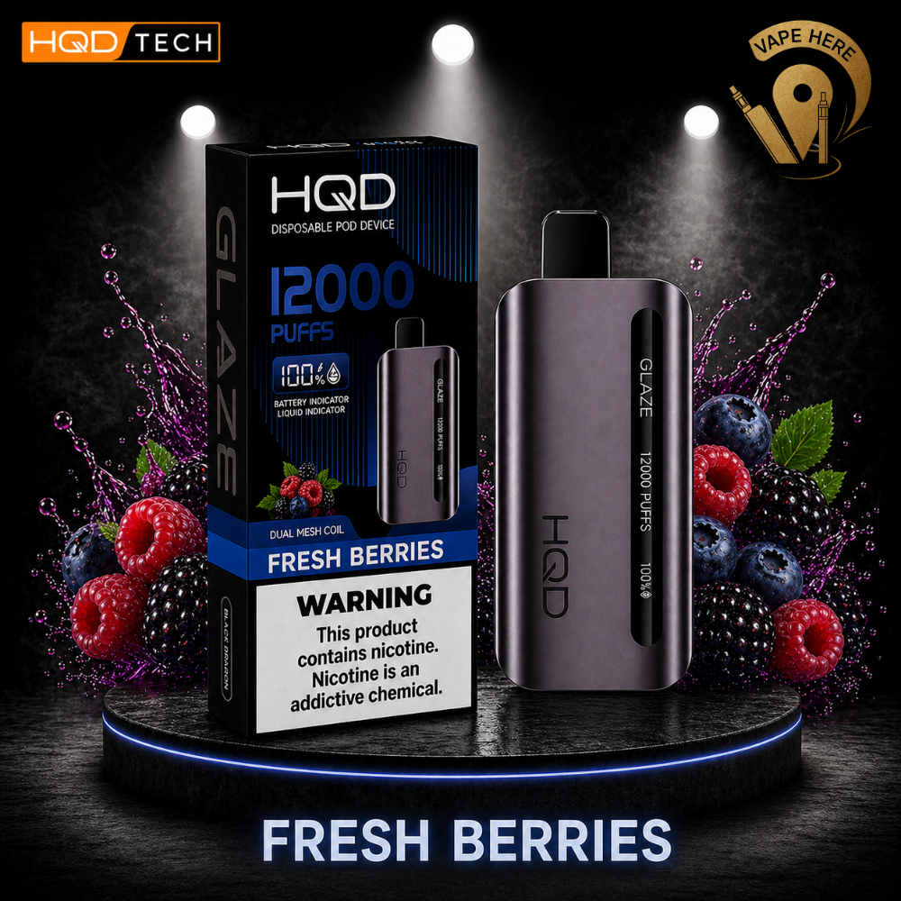 HQD CUVIE GLAZE 12000 PUFFS DISPOSABLE VAPE Fresh Berries UAE Ajman 