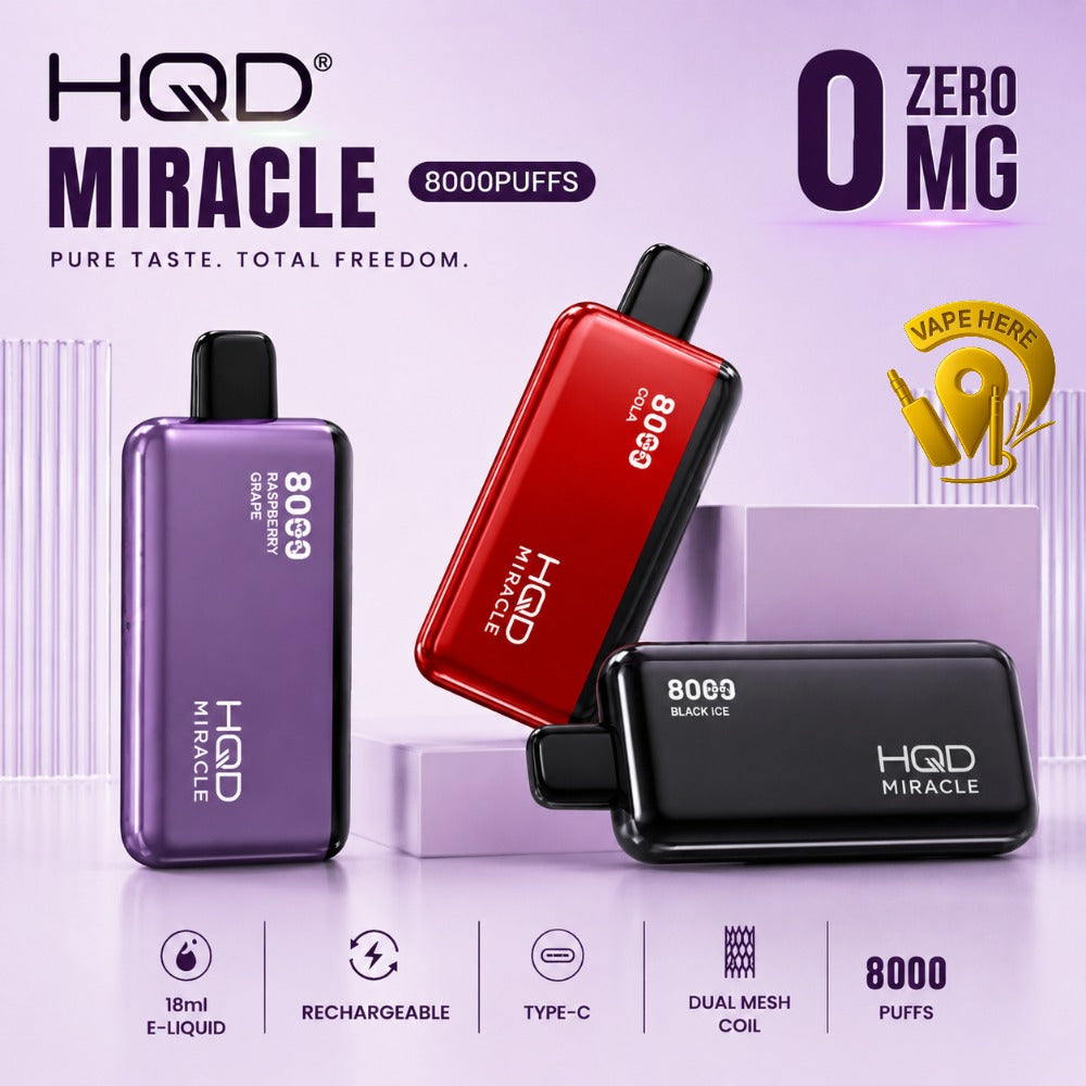 HQD Miracle 8000 Puffs Zero Nicotine Disposable Vape (0mg) #