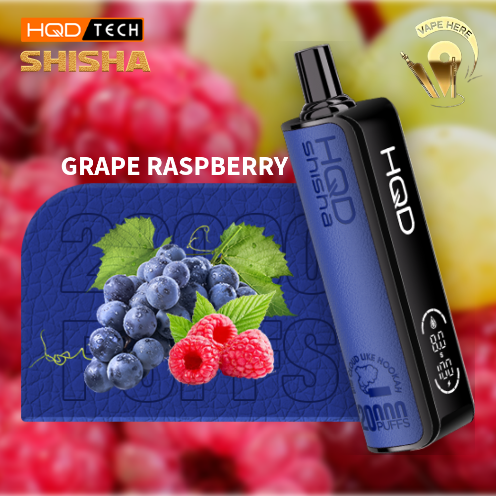 HQD SHISHA 20000 PUFFS - SHISHA DISPOSABLE VAPE 3MG Grape Raspberry UAE Umm Al Quwain