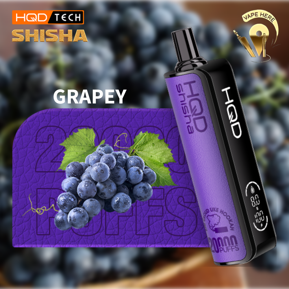 HQD SHISHA 20000 PUFFS - SHISHA DISPOSABLE VAPE 3MG Grapey UAE Ras Al Khaimah