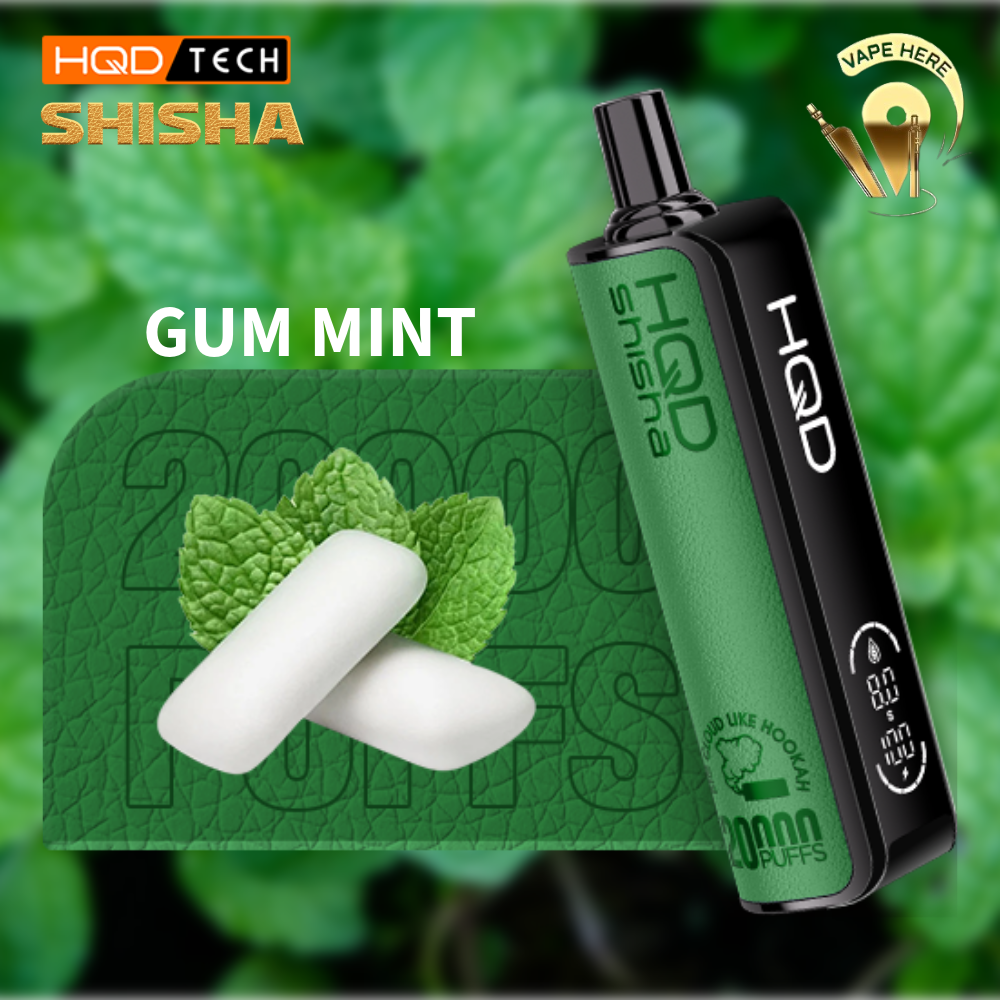HQD SHISHA 20000 PUFFS - SHISHA DISPOSABLE VAPE 3MG Gum Mint UAE Ras Al Khaimah
