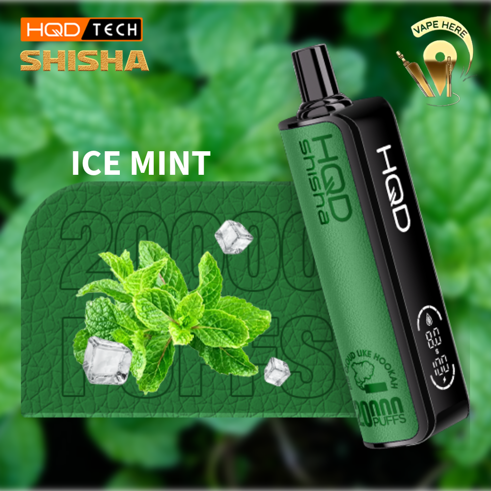HQD SHISHA 20000 PUFFS - SHISHA DISPOSABLE VAPE 3MG Ice Mint UAE Dubai