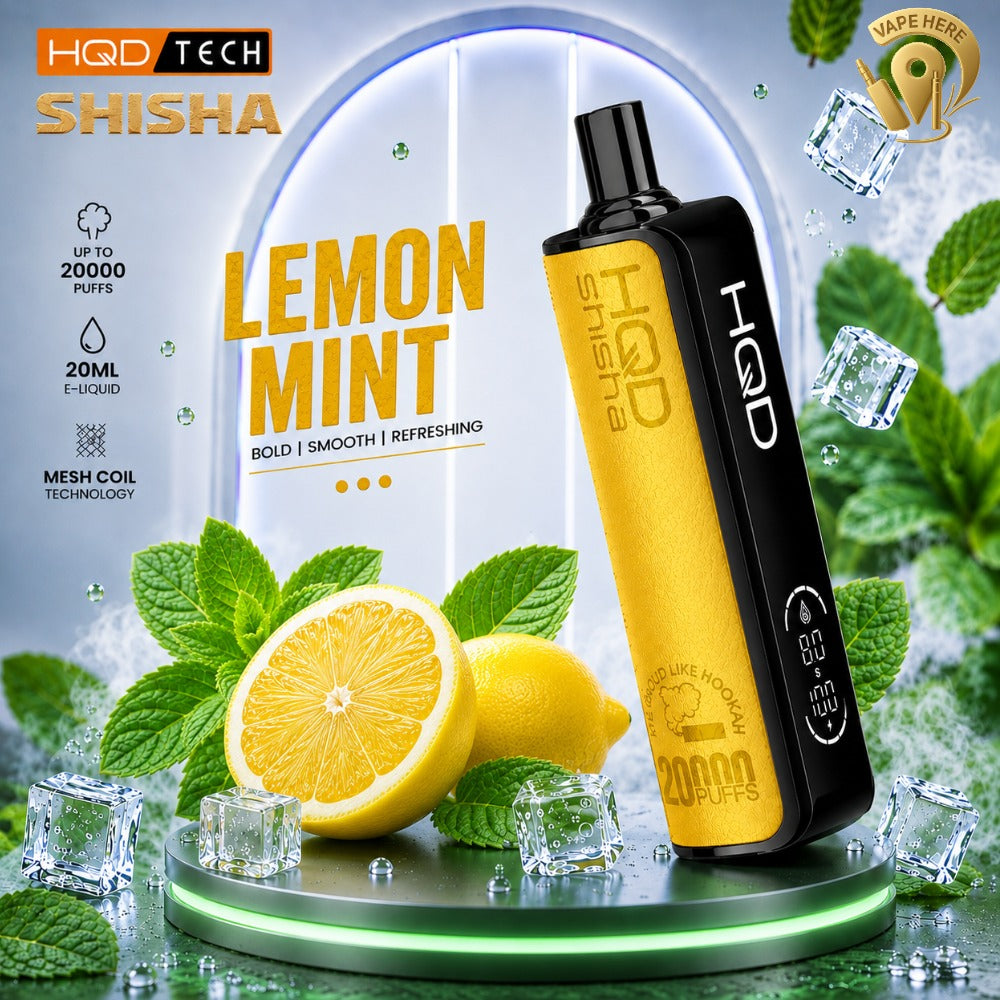 HQD SHISHA 20000 PUFFS - SHISHA DISPOSABLE VAPE 3MG Lemon Mint UAE Abu Dhabi