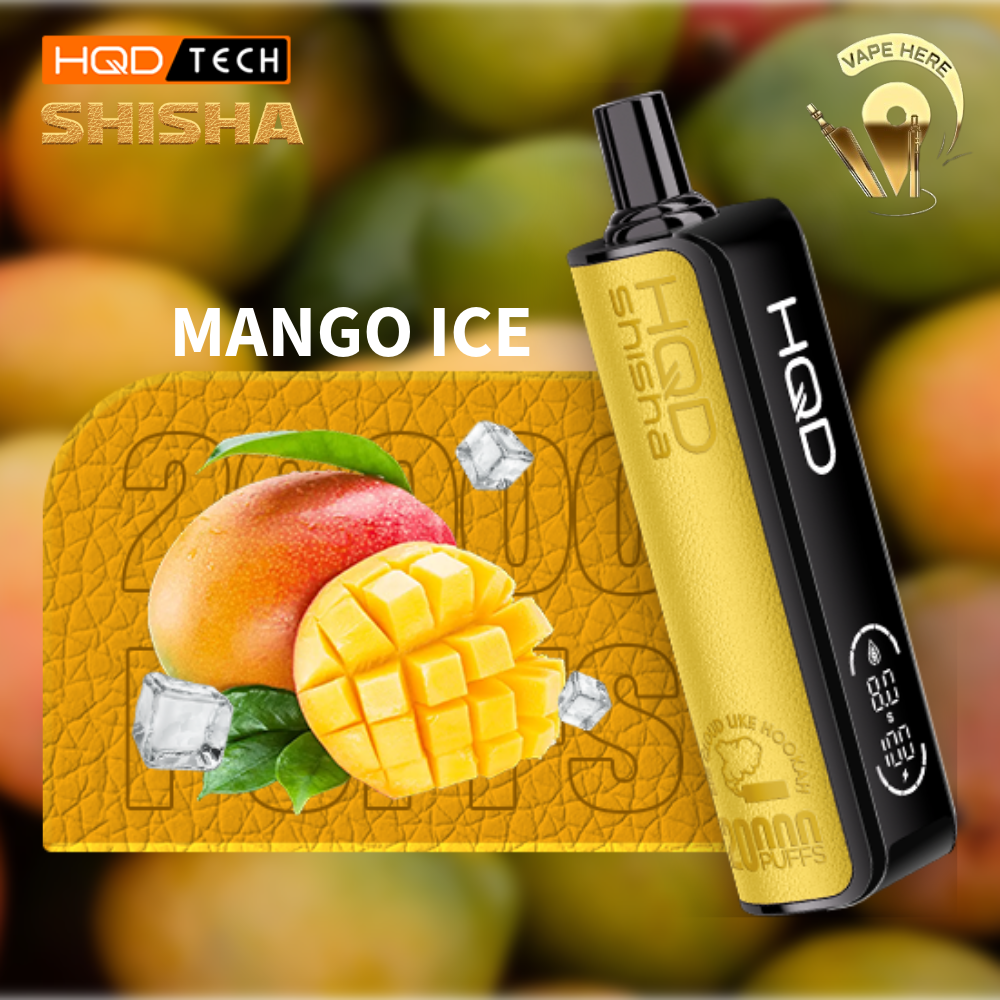 HQD SHISHA 20000 PUFFS - SHISHA DISPOSABLE VAPE 3MG Mango Ice UAE Umm Al Quwain